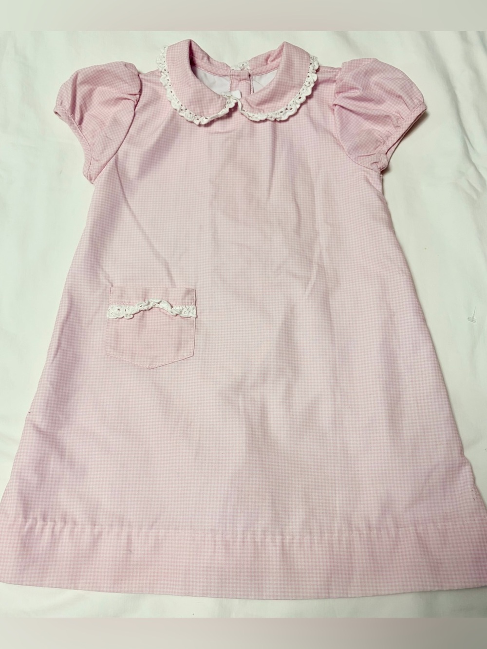 Lullaby Set soft pink gingham fully lined “1956 Pocket Dress” w/back belt Sz 4T
